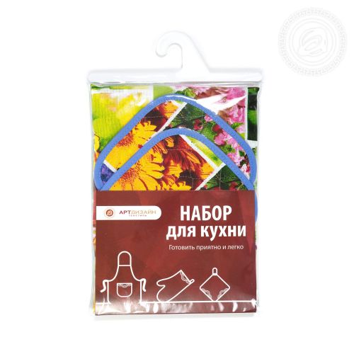 Изображение товара «Набор для кухни из рогожки «№1 первоцветы» арт 63869» из магазина «Ивановский-Текстиль.РФ»