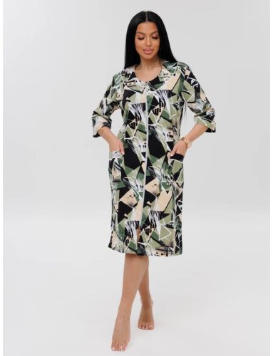 Изображение товара «Женский халат (на молнии) из кулирки «Х-74 (К) (темно-зеленый)» арт 87865» из магазина «Ивановский-Текстиль.РФ»