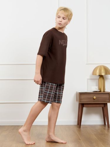 Изображение товара «Костюм для мальчика (футболка+шорты) из кулирки «Браун-2 [коричневый]» арт 87336» из магазина «Ивановский-Текстиль.РФ»