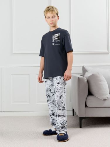 Изображение товара «Костюм для мальчика (футболка+брюки) из кулирки «Олимп-1 [графитовый]» арт 87643» из магазина «Ивановский-Текстиль.РФ»