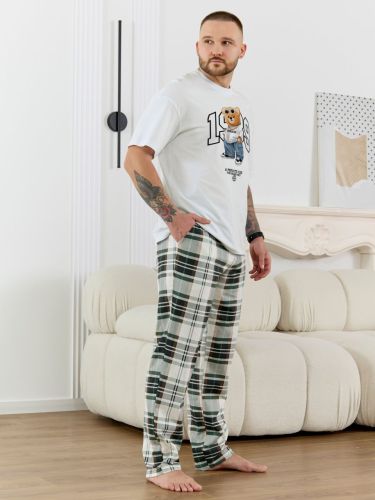 Изображение товара «Мужской костюм (футболка+брюки) из кулирки «Мишель-6 [зеленый]» арт 89232» из магазина «Ивановский-Текстиль.РФ»