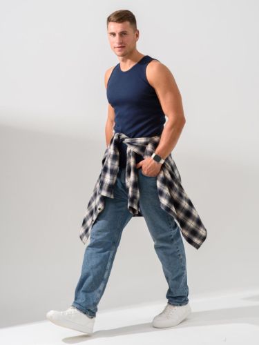 Изображение товара «Мужская майка из кулирки с лайкрой «2226-к (темно-синий)» арт 86482» из магазина «Ивановский-Текстиль.РФ»