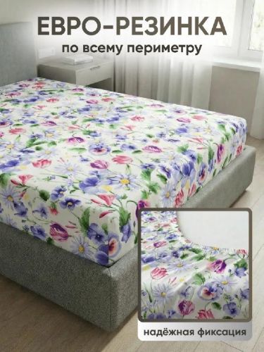 Изображение товара «Простыня на резинке из бязи «Летний сад» арт 87907» из магазина «Ивановский-Текстиль.РФ»