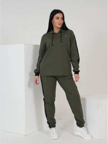Изображение товара «Женский костюм (толстовка+брюки) из футера с лайкрой «Флеш [хаки]» арт 71672» из магазина «Ивановский-Текстиль.РФ»