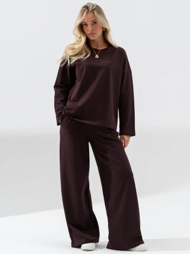 Изображение товара «Женский костюм (лонгслив+брюки) из футера с лайкрой «Палаццо 2370-фут (шоколадный)» арт 86671» из магазина «Ивановский-Текстиль.РФ»