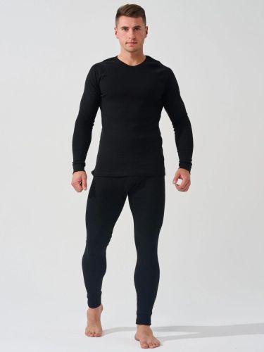 Изображение товара «Мужской термокомплект (лонгслив+кальсоны) из рибаны с начесом «Термо 322-рн (черный)» арт 67921» из магазина «Ивановский-Текстиль.РФ»