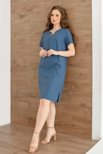 Изображение товара «Женское платье из полульна «Вологда 1929-П/л (индиго)» арт 83812» из магазина «Ивановский-Текстиль.РФ»