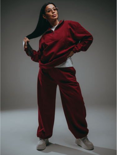 Изображение товара «Женские брюки из лакосты 2х нитки пенье «Габриэль [бордо]» арт 86798» из магазина «Ивановский-Текстиль.РФ»