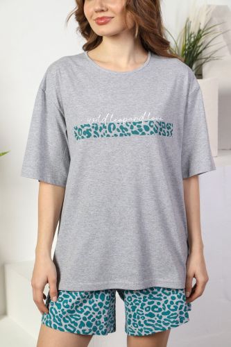 Изображение товара «Женский костюм (футболка+шорты) из кулирки меланж «Сахара-2 [зеленый]» арт 81069» из магазина «Ивановский-Текстиль.РФ»