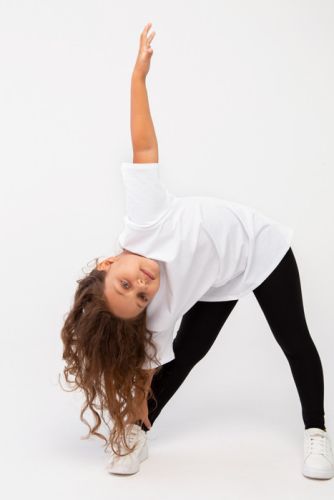 Изображение товара «Футболка для девочки из кулирки с лайкрой «Oversize-white» арт 73508» из магазина «Ивановский-Текстиль.РФ»