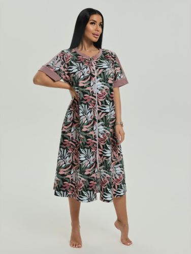 Изображение товара «Посл размер Женский халат (на молнии) из кулирки «Барышня (ментол)» арт 87493» из магазина «Ивановский-Текстиль.РФ»