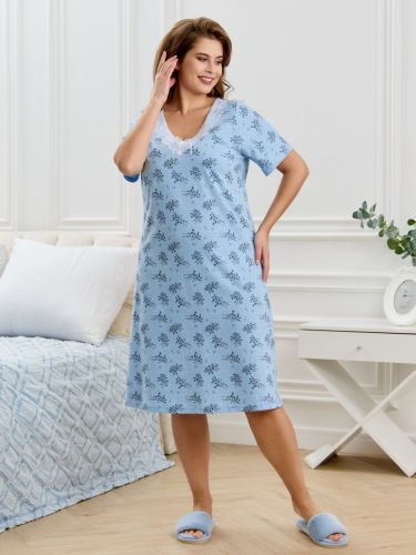 Изображение товара «Женская сорочка из кулирки «Канна-1 [голубой]» арт 87066» из магазина «Ивановский-Текстиль.РФ»