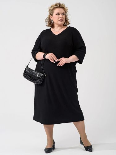 Изображение товара «Женское платье из лапши «Ангора 2418-Л (черный)» арт 87789» из магазина «Ивановский-Текстиль.РФ»