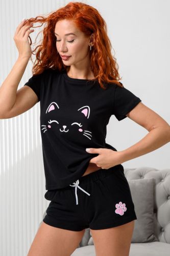 Изображение товара «Женская пижама (футболка+шорты) из кулирки «14484» арт 88408» из магазина «Ивановский-Текстиль.РФ»