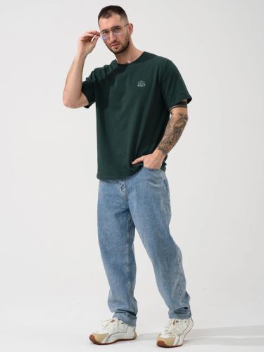 Изображение товара «Мужская футболка из кулирки «Горы зовут 2438-К (зеленый)» арт 87756» из магазина «Ивановский-Текстиль.РФ»