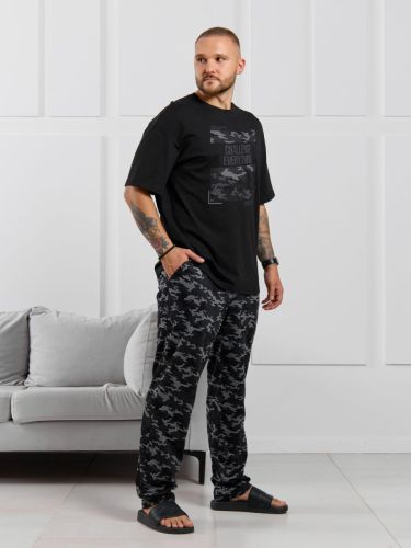 Изображение товара «Мужской костюм (футболка+брюки) из кулирки «Экипаж-3 [черный]» арт 87061» из магазина «Ивановский-Текстиль.РФ»