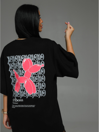 Изображение товара «Женская футболка из кулирки «Бабл [черный собачка]» арт 83135» из магазина «Ивановский-Текстиль.РФ»