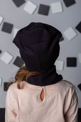 Изображение товара «Комплект головных уборов для девочки (шапка+снуд) из рибаны «Flt стразы черный» арт 73663» из магазина «Ивановский-Текстиль.РФ»