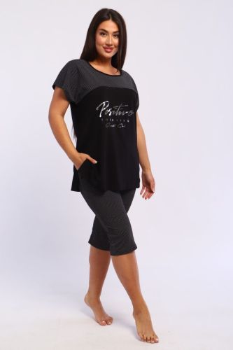 Изображение товара «Женский костюм (футболка+бриджи) из кулирки «46648» арт 77102» из магазина «Ивановский-Текстиль.РФ»