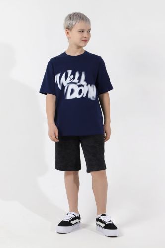 Изображение товара «Футболка для мальчика из кулирки с лайкрой «Леон-3 [темно-синий]» арт 83848» из магазина «Ивановский-Текстиль.РФ»