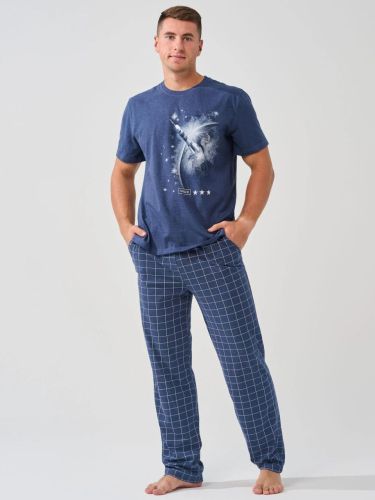 Изображение товара «Мужская пижама (футболка+брюки) из кулирки с полиэстером «Космос 1341-к (чернильный)» арт 86534» из магазина «Ивановский-Текстиль.РФ»