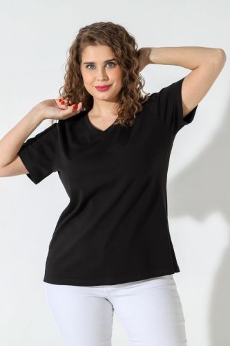 Изображение товара «Женская футболка из кулирки с лайкрой «Базис-5 [черный]» арт 76967» из магазина «Ивановский-Текстиль.РФ»