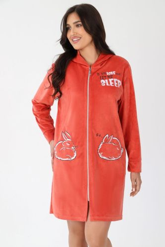 Изображение товара «Женский халат (на молнии) из вельмонда «Монисто [терракотовый]» арт 77158» из магазина «Ивановский-Текстиль.РФ»