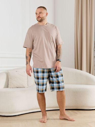 Изображение товара «Мужские шорты из кулирки «Тор-2 [клетка бирюза]» арт 86737» из магазина «Ивановский-Текстиль.РФ»