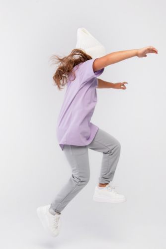 Изображение товара «Футболка для девочки из кулирки с лайкрой «Oversize-лаванда» арт 73731» из магазина «Ивановский-Текстиль.РФ»