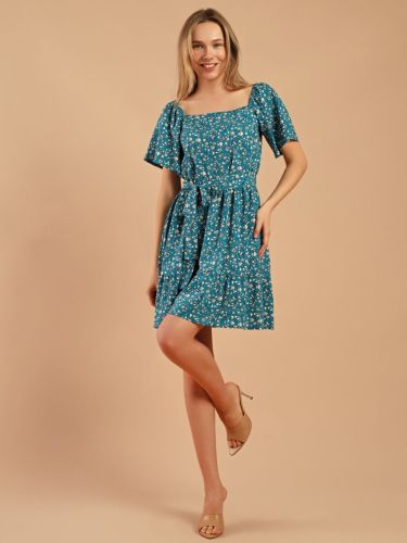 Изображение товара «Женское платье из штапеля «Леди шарм-1 [петроль]» арт 84208» из магазина «Ивановский-Текстиль.РФ»