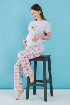 Изображение товара «Женская пижама (футболка+брюки) из кулирки для беременных «9010286 (клетка)» арт 59453» из магазина «Ивановский-Текстиль.РФ»