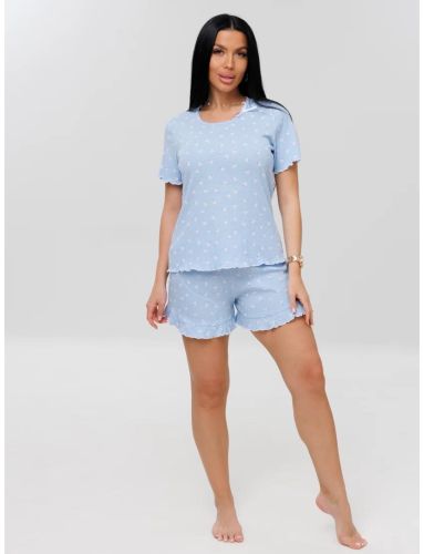 Изображение товара «Женская пижама (футболка+шорты) из кашкорсе «П- 97 (Каш) (ромашка)» арт 87934» из магазина «Ивановский-Текстиль.РФ»