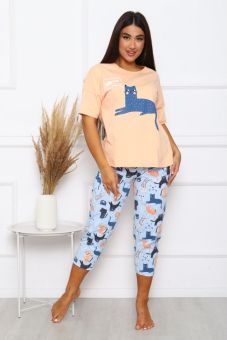 Изображение товара «Женская пижама (футболка+брюки) из кулирки «57121» арт 68884» из магазина «Ивановский-Текстиль.РФ»