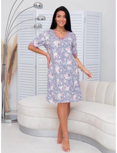 Изображение товара «Женская сорочка из кулирки «Сор- 26 (К) (сирень)» арт 87020» из магазина «Ивановский-Текстиль.РФ»