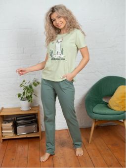 Изображение товара «Женская пижама (футболка+брюки) из кулирки «Лама» арт 67377» из магазина «Ивановский-Текстиль.РФ»