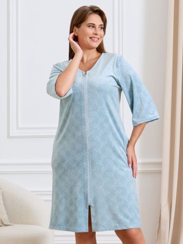 Изображение товара «Женский халат (на молнии) из вельмонда «Бархат [зеленый]» арт 85673» из магазина «Ивановский-Текстиль.РФ»