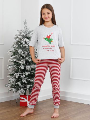 Изображение товара «Женская футболка (футболка+брюки) из кулирки «Праздник-6.2 [кармеланж]» арт 85811» из магазина «Ивановский-Текстиль.РФ»