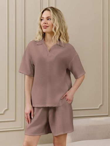 Изображение товара «Женские шорты из фактурного полотна «Женские ясмина-5 [какао]» арт 89878» из магазина «Ивановский-Текстиль.РФ»