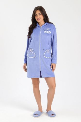Изображение товара «Женский халат (на молнии) из вельмонда «Монисто [голубой]» арт 77159» из магазина «Ивановский-Текстиль.РФ»
