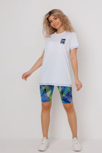 Изображение товара «Женский костюм (футболка+велосипедки) из кулирки «2194кш01-100» арт 82966» из магазина «Ивановский-Текстиль.РФ»