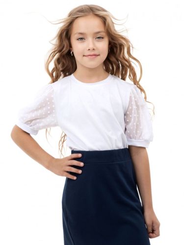 Изображение товара «Блузка для девочки из трикотажной лапши «Гармония-белый» арт 78262» из магазина «Ивановский-Текстиль.РФ»
