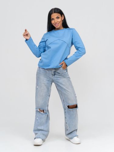 Изображение товара «Женский лонгслив из трикотажа с лайкрой пенье «Лонг-01 (голубой)» арт 77798» из магазина «Ивановский-Текстиль.РФ»