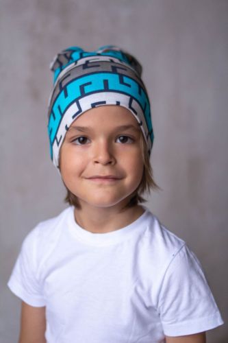 Изображение товара «Шапка для мальчика из рибаны «Зигзаг-голубой» арт 73463» из магазина «Ивановский-Текстиль.РФ»