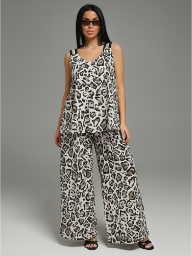 Изображение товара «Женский костюм (топ+брюки) из кулирки «Аманда [бежевый]» арт 82898» из магазина «Ивановский-Текстиль.РФ»