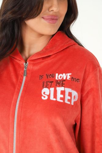 Изображение товара «Женский халат (на молнии) из вельмонда «Монисто [терракотовый]» арт 77158» из магазина «Ивановский-Текстиль.РФ»