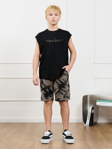 Изображение товара «Костюм для мальчика (футболка+шорты) из кулирки «Этюд-2 [черный]» арт 87330» из магазина «Ивановский-Текстиль.РФ»
