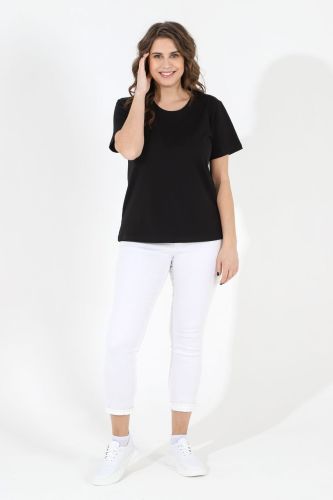 Изображение товара «Женская футболка из кулирки с лайкрой «Базис-4 [черный]» арт 72717» из магазина «Ивановский-Текстиль.РФ»