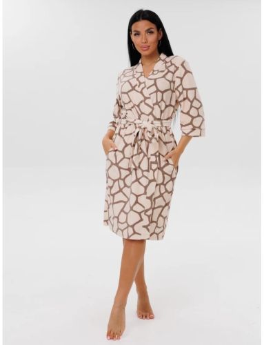 Изображение товара «Посл размер Женский халат (на запах с поясом) из махры «Х-112 (М) (бежевый)» арт 87545» из магазина «Ивановский-Текстиль.РФ»