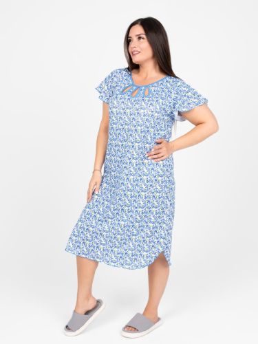 Изображение товара «Женская сорочка из кулирки «244хр073 [синий]» арт 74957» из магазина «Ивановский-Текстиль.РФ»