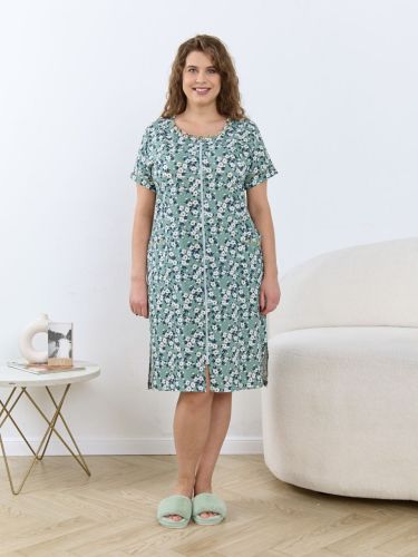 Изображение товара «Женский халат (на молнии) из кулирки «Мирана [зеленый]» арт 88134» из магазина «Ивановский-Текстиль.РФ»